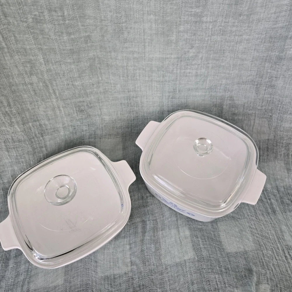 Corning Ware Blue Cornflower Lot Casserole Dishes With Lids 1-1 Qt & 1- 1.5 Qt.